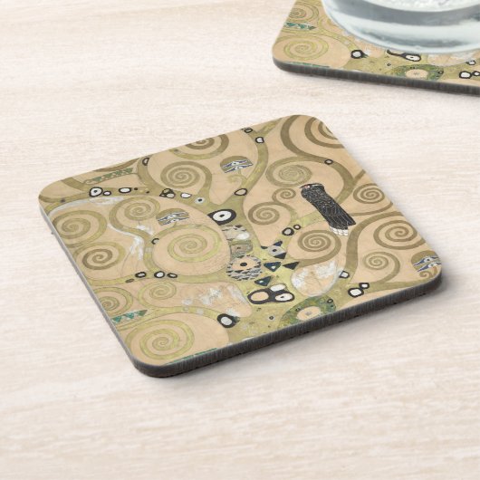 Der Lebensbaum, Gustav Klimt Ölgemälde Getränkeuntersetzer (Linke Seite)