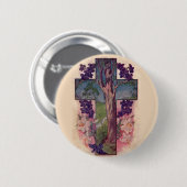 Der Lebensbaum Kreuz Christlicher Knopf Button (Vorne & Hinten)
