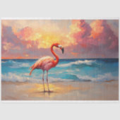 Der lebhafte Flamingo am Strand Seidenpapier (Vorderseite)