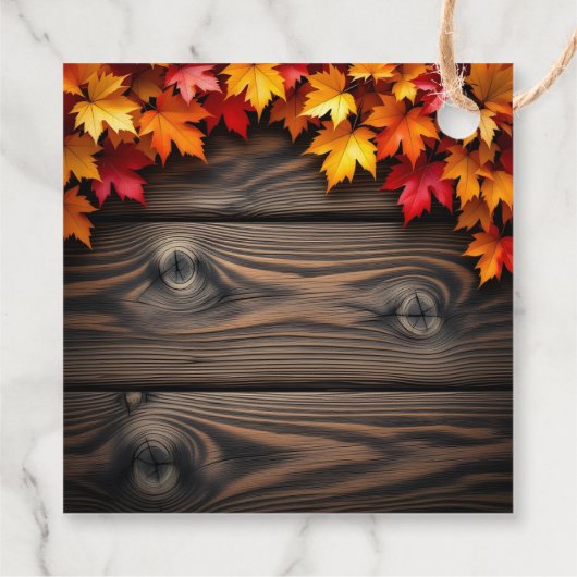 Der lebhafte Herbst hinterlässt den rustikalen Ern Geschenkanhänger (Rückseite)