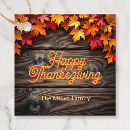 Der lebhafte Herbst hinterlässt den rustikalen Ern Geschenkanhänger (Vorderseite)