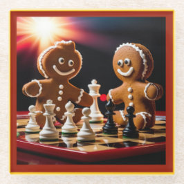 Der Lebkuchenmann schüttelt mit seiner Schwester Glasuntersetzer