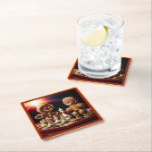 Der Lebkuchenmann schüttelt mit seiner Schwester Rechteckiger Pappuntersetzer (Vor Ort)