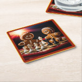 Der Lebkuchenmann schüttelt mit seiner Schwester Rechteckiger Pappuntersetzer (angewinkelt)