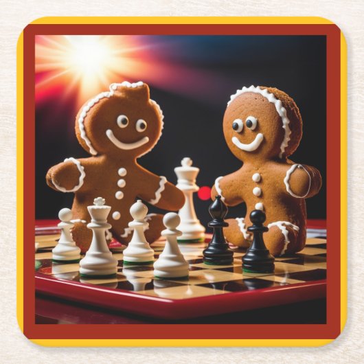 Der Lebkuchenmann schüttelt mit seiner Schwester Rechteckiger Pappuntersetzer (Vorderseite)