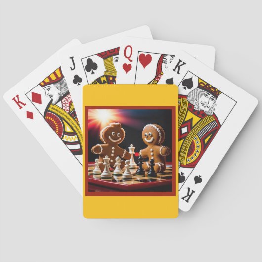 Der Lebkuchenmann schüttelt mit seiner Schwester Spielkarten (Rückseite)