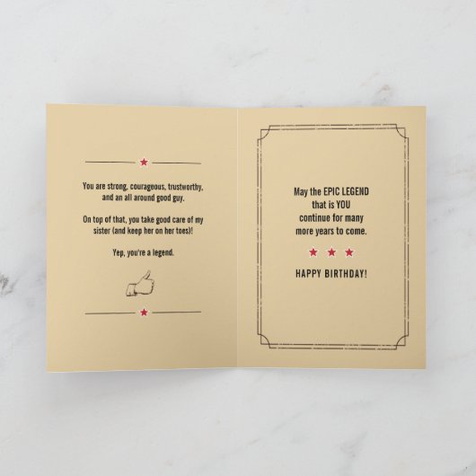 Der legendärste Schwager aller Time Card Karte (Innenseite)