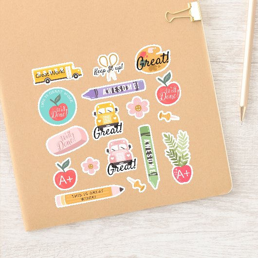 Der Lehrer der Fun School dachte über ermutigende Aufkleber (Notizbuch)