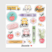 Der Lehrer der Fun School dachte über ermutigende Aufkleber (Blatt)