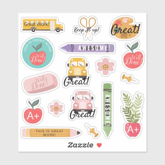 Der Lehrer der Fun School dachte über ermutigende Aufkleber (Blatt)