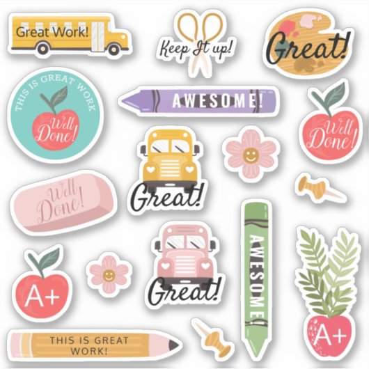 Der Lehrer der Fun School dachte über ermutigende Aufkleber (Vorderseite)