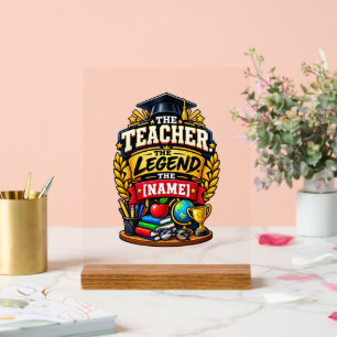 Der Lehrer Die Legende Personalisierter Erzieher  Acrylschild