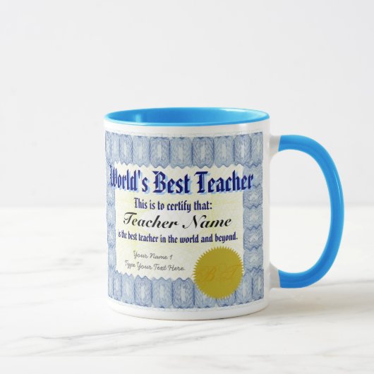 Der Lehrer-Zertifikat-Tasse der Welt beste Tasse (Rechts)