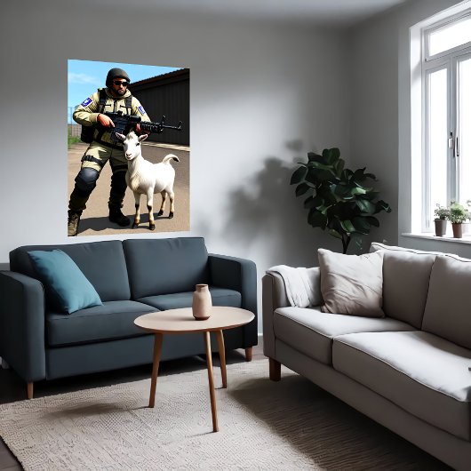 Der Leibwächter der Ziege | AI Art Poster