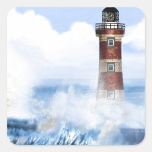 DER LEICHTE HAUSTURM WURDE FERTIG. QUADRATISCHER AUFKLEBER