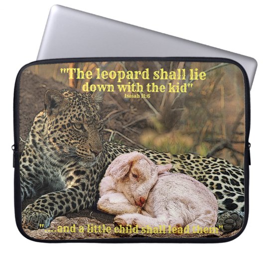 "der Leopard legt sich mit dem Kind " Jesaja 11 Laptopschutzhülle (Vorderseite)