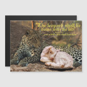 Der Leopard legt sich mit dem Lamm-Isaiah 11 Magnetkarte (Vorne/Hinten)
