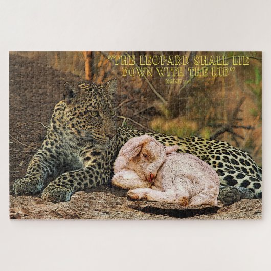 Der Leopard legt sich mit dem Lamm-Isaiah 11 Puzzle (Horizontal)