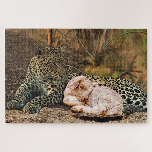 Der Leopard legt sich mit dem Lamm-Isaiah 11 Puzzle (Horizontal)