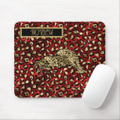 Der leopard Red Black Gold Funky Fun Name Mousepad (Mit Mouse)