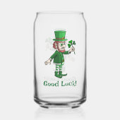 Der Leprechaun hält ein Kleeblatt Dosenglas (Rückseite)