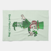 Der Leprechaun mit einem Kleeblatt Geschirrtuch (Horizontal)