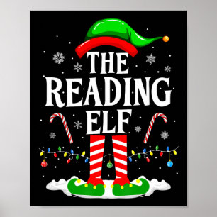Der lesende Elf Weihnachten Lustiger Buchliebhaber Poster