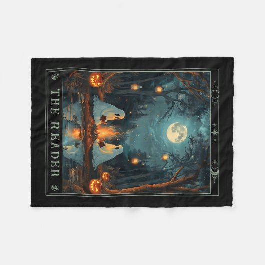 Der Leser bucht Niedliches Spooky Ghost Reading Bo Fleecedecke (Vorderseite (Horizontal))