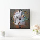 Der Leser des Leprechaun Quadratische Wanduhr (Zuhause)