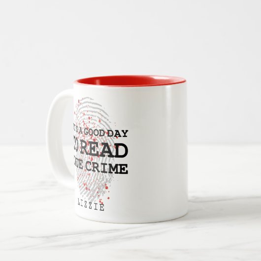 Der Leser des True Crime Book Lover Readers Zweifarbige Tasse (Vorderseite Links)