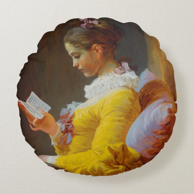 Der Leser durch Jean-Honore Fragonard Rundes Kissen (Vorderseite)
