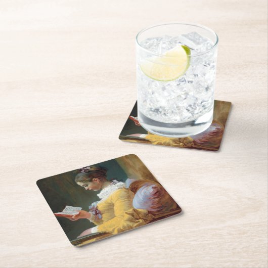 Der Leser, Fragonard Rechteckiger Pappuntersetzer (Vor Ort)