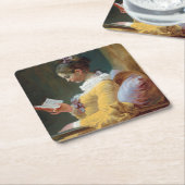 Der Leser, Fragonard Rechteckiger Pappuntersetzer (angewinkelt)