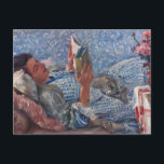 Der Leser | Lovis Corinth Postkarte<br><div class="desc">Die Lesende (The Reader) (1911) von Lovis Corinth (deutsch, 1858-1925) zeigt eine ruhige Innenlandschaft einer Frau, die mit einem Buch untergeht und ein blaues Kleid an einer sanft gemusterten Wand trägt. Das im frühen 20. Jahrhundert entworfene, ausdrucksvolle Pinselwerk und die Liebe zum Detail zeugen sowohl von der ruhigen Intimität des...</div>