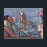 Der Leser | Lovis Corinth Postkarte<br><div class="desc">Die Lesende (The Reader) (1911) von Lovis Corinth (deutsch, 1858-1925) zeigt eine ruhige Innenlandschaft einer Frau, die mit einem Buch untergeht und ein blaues Kleid an einer sanft gemusterten Wand trägt. Das im frühen 20. Jahrhundert entworfene, ausdrucksvolle Pinselwerk und die Liebe zum Detail zeugen sowohl von der ruhigen Intimität des...</div>