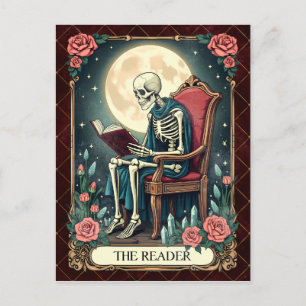 Der Leser, Vintage Style Tarot Karte Skelett