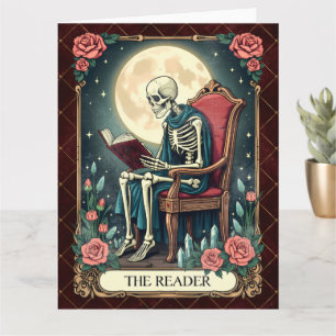 Der Leser, Vintage Style Tarotkarte Skelett  Karte