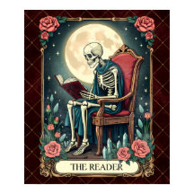 Der Leser, Vintage Style Tarotkarte Skelett