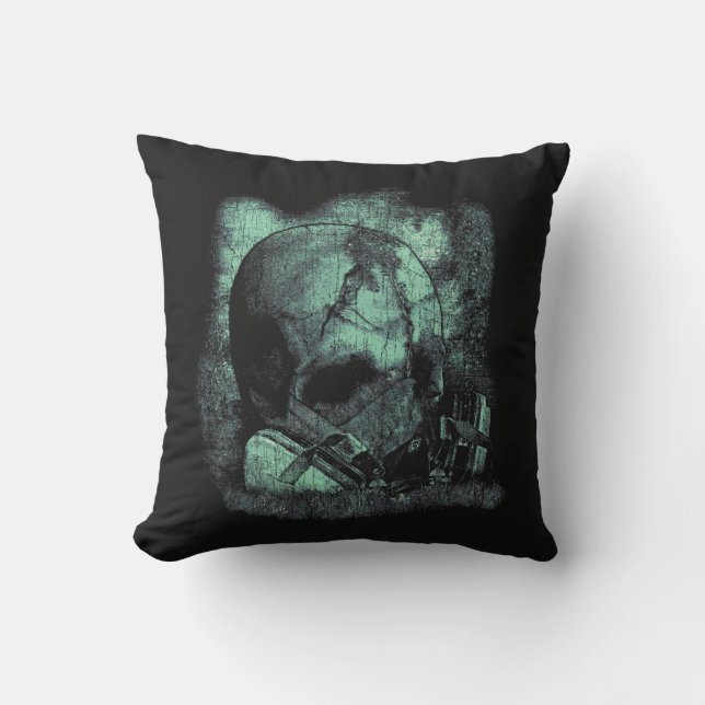 Der letzte Atemzug - Techno-Dystopian Streetwear Kissen (Vorderseite)