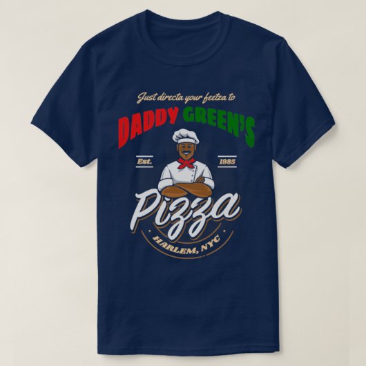 Der letzte Drache Daddy Grüntöne Pizza T-Shirt (Design vorne)