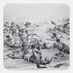 Der letzte Kampf von General Custer Quadratischer Aufkleber
