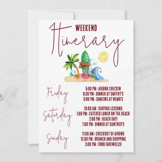 Der letzte Splash, Strand, Surfbrett Junggeselinne Einladung (Rückseite)