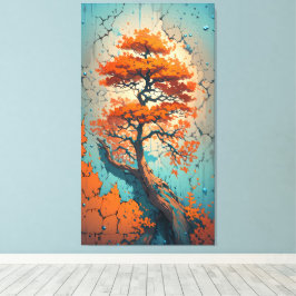 Der letzte Stand des Herbstes: Ein feuriger Baum i Leinwanddruck