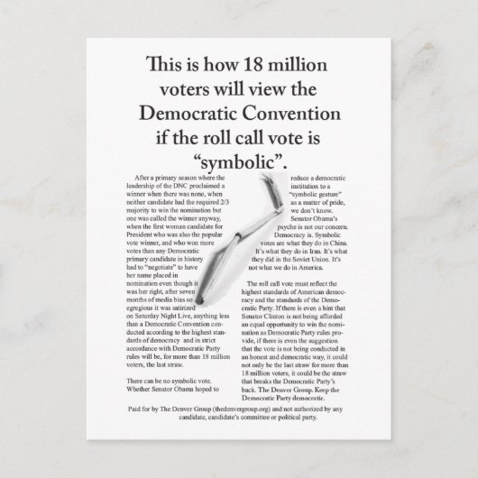 Der letzte Strohhalm der Denver-Gruppe Postkarte (Vorderseite)