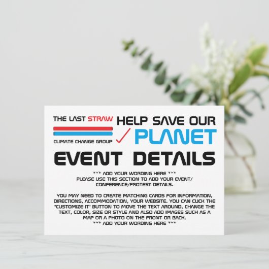 Der letzte Strohhalm, Details zum Klimawandel Begleitkarte (Stehend Vorderseite)