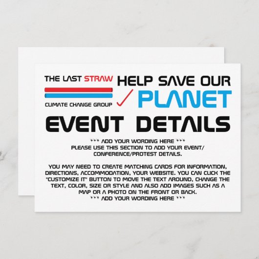 Der letzte Strohhalm, Details zum Klimawandel Begleitkarte (Vorne/Hinten)
