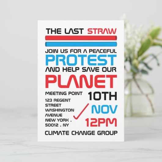 Der letzte Strohhalm, Treffpunkt des Klimawandels Einladung (Stehend Vorderseite)