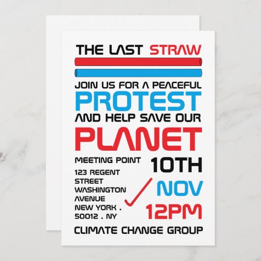 Der letzte Strohhalm, Treffpunkt des Klimawandels Einladung (Vorne/Hinten)