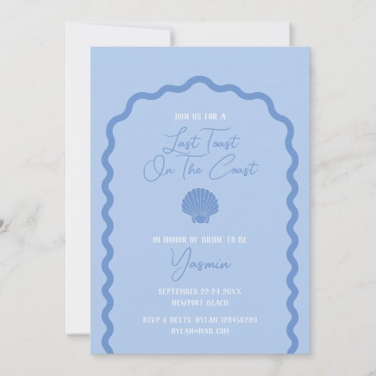 Der letzte Toast am Strand Bachelorette Einladung (Vorderseite)