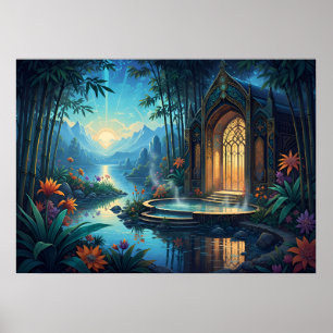 Der leuchtende Tempel am Fluss Poster